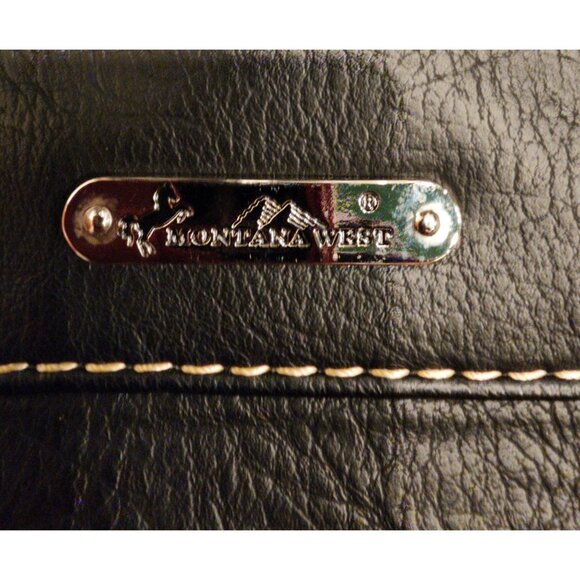 NEW Montana West Sugar Skull Studded PU Leather Handbag Black Multicolor - Picture 4 of 16